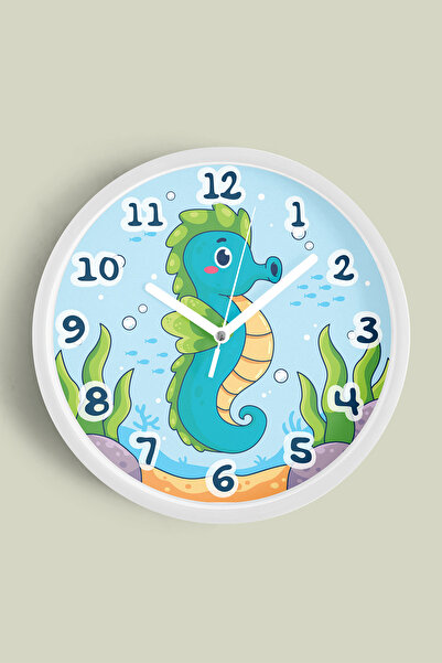 JHAAR Ceas de perete drăguț cu căluți de mare pentru camera copiilor - 42 cm ...