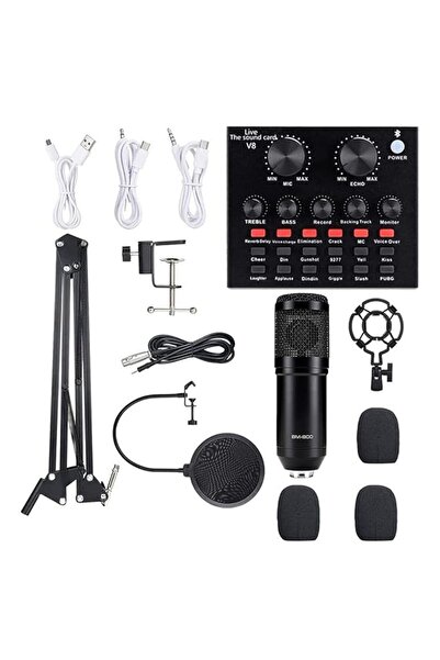 Generic Podcast Equipment Set Bm 800 Mic Kit With V8 Live Sound Card