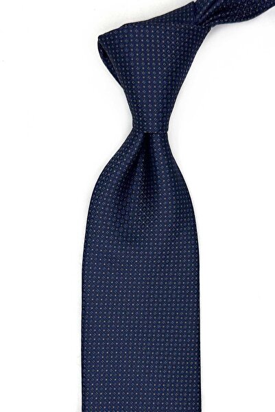Kravatkolik Navy Blue Dot Pattern Classic Tie with Handkerchief Kk13654