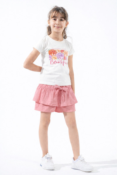BABY SPORT Set pentru fete, tricou din bumbac imprimat și pantaloni scurți, 2...