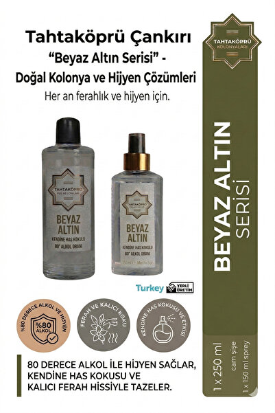 tahtaköprü kolonyaları Beyaz Altın Cam Şişe Kolonya (Özel Kutulu) 250 ml –Çan...