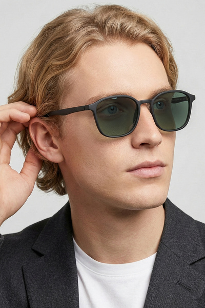 Sunstop Matte Black Men's Sunglasses in Fleece Sizes with Uv400 Protection - ...