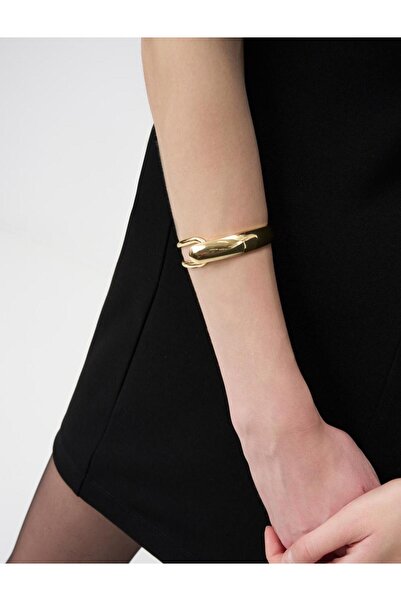 Jimmy Key Altın Rengi Altın Kaplama Parlak Kelepçe Bileklik