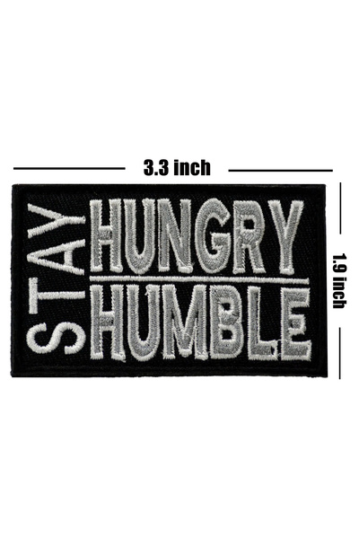 QUİCKPREP شارة "استمر في الجوع وال謙虚" مطرز Arma - مقاس 8.5 × 5 سم مع شريط فيل...