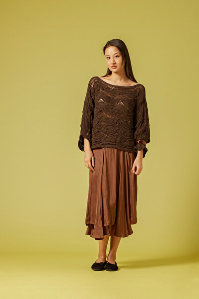 Nisan Lace-Like Knit Bat Sleeve Sweater