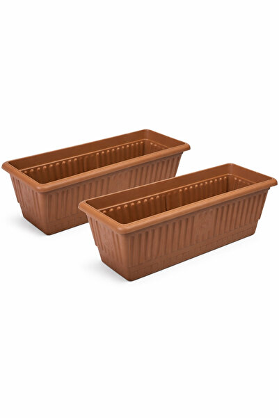 Binbirreyon 2 Adet Terracotta Balkon Saksı 51cm Kahverengi Plastik AH076
