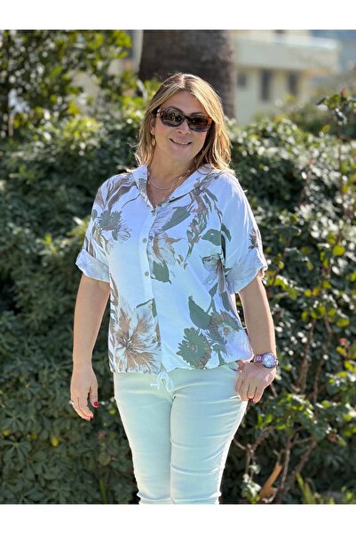 Punta Otantik YG22560 قميص إيطالي Belden B بأربطة بقلنسوة V فيسكوز باللون الأبيض