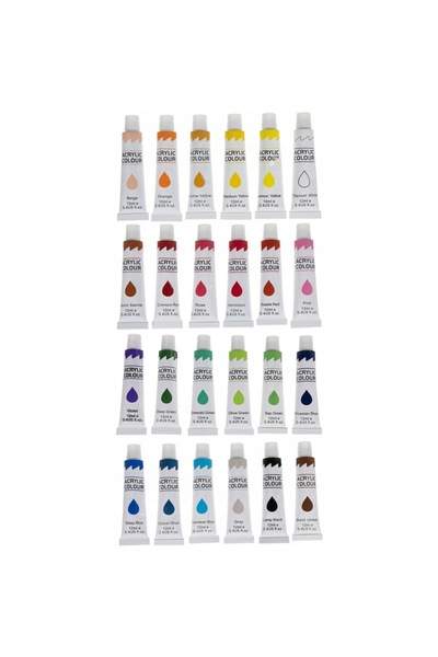 zola Σετ Ακρυλικό χρωμάτων, 24 χρώματα, 12 ml, μη τοξικά
