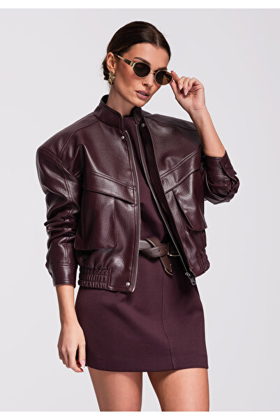 OMBRE Dámske Bomber Bunda Prechodná OW-JAFL-0101 Bordová