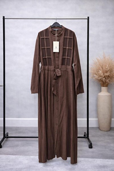 Ceremony Kemerli Uzun Elbise – Düğmeli Modern Tasarım