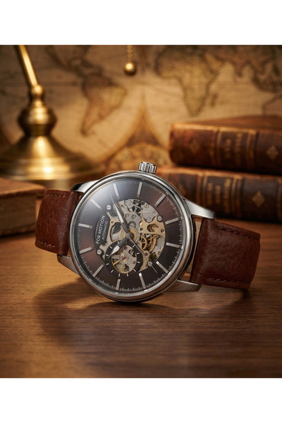 Ferrucci For Motion Automatic Erkek Kol Saati 42 mm İskelet Mekanizma Deri Ko...