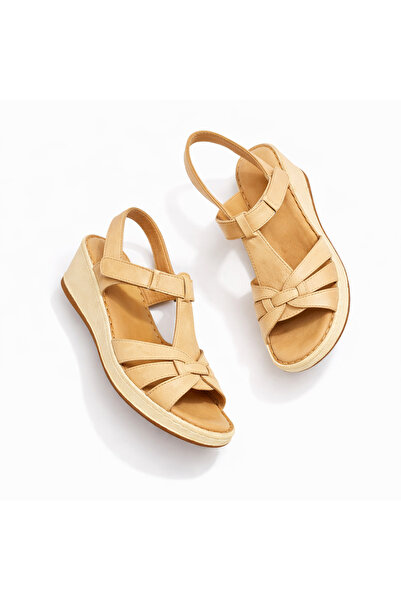 Castle Black Solea Beige Genuine Leather Women Sandals