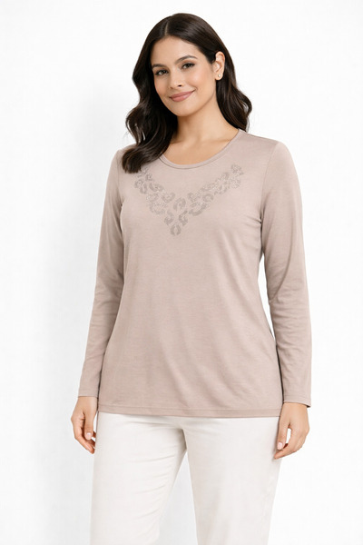 Mutlu City New Pattern Stone Embroidered Round Neck L Stretch Fabric Mother C...