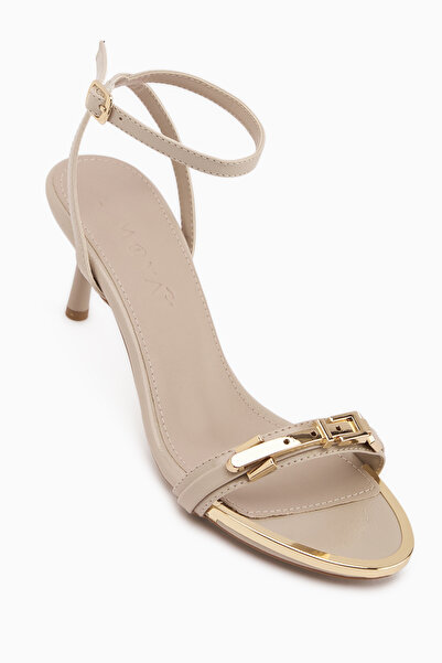 Limoya Kasia Bej Buckled Women Heeled Shoes