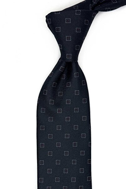 Kravatkolik Black Small Patterned Classic Tie with Handkerchief Kk13675