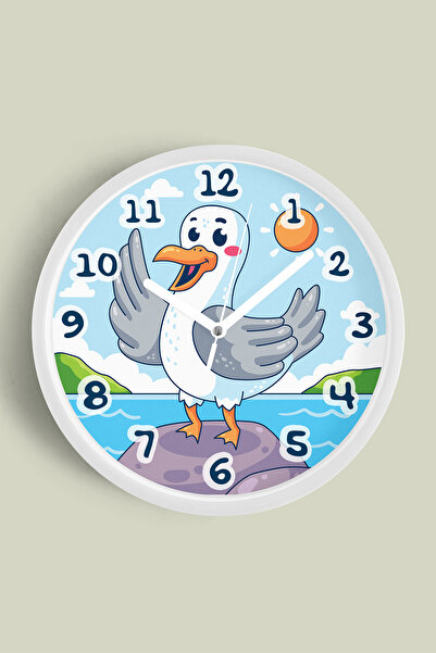 JHAAR Ceas de perete drăguț pentru camera copiilor, cu design Pescăruș - 42cm...