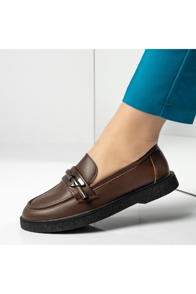 Modlet.ro Women's brown casual shoes with metallic accessory MOD14198