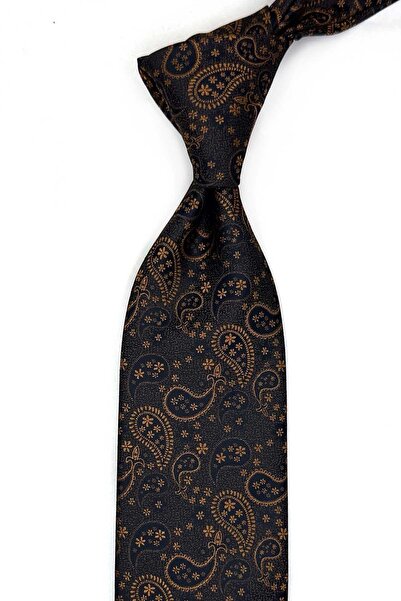 Kravatkolik Black Shawl Patterned Handkerchief Classic Tie Kk13524