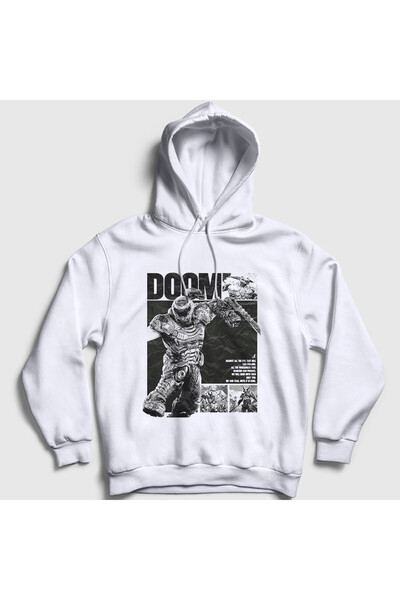 Presmono سويت شيرت أبيض للجنسين من Doom Slayer Doom The Dark Ages بغطاء رأس 6...