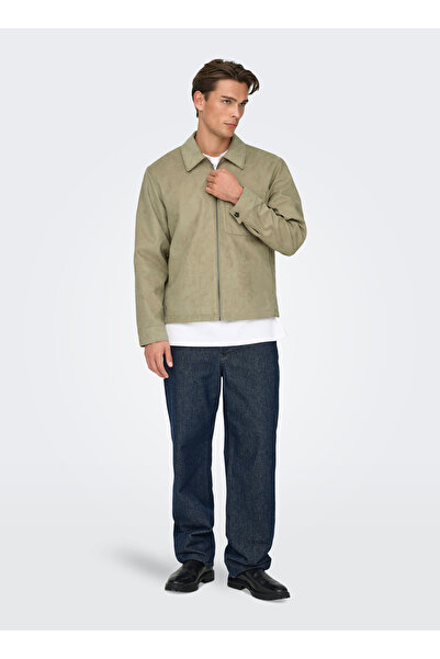 Only & Sons Bej Erkek Normal Fit Ceket 22036126 ONSRICK FAUX SUEDE JACKET