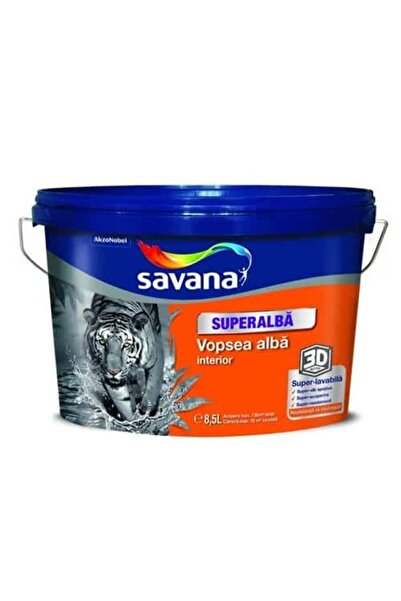 Savana Vopsea lavabil pentru interior, super alb, 8,5L, Savana, alb / EXT10006
