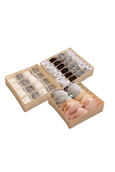 Generic 3PCS Socks & Underwear Drawer Organizer-47 Cells Fabric Compartment S...