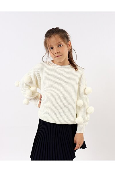 MiniKids Knitted sweater with tassels, white pattern