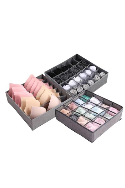 Generic 3PCS Socks & Underwear Drawer Organizer-47 Cells Fabric Compartment S...