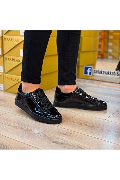 Parlak Rugan Bağcıklı Sneakers Ayakkabı