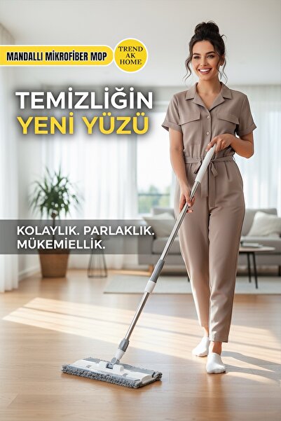 ozbience Tak Kullan Mandallı Mop, Teleskopik Saplı, Pratik ve Temizliğe Uygun