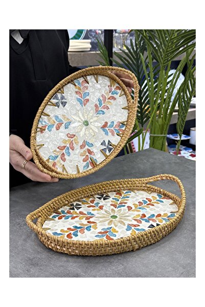 Doğudeko Bamboo 2-Piece Pearlescent Oval Tray