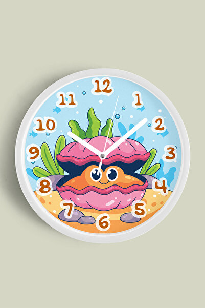 JHAAR Ceas de perete drăguț cu tematică de midii/ostrice pentru camera copiil...