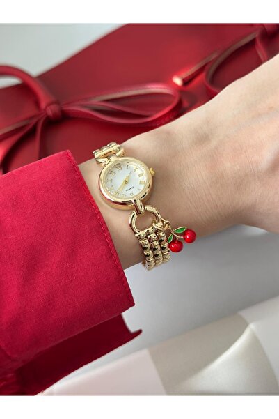 MERW ساعة يد نسائية من جون موديل كيريز تشارلي موديل ذهبية اللون بسلك معدني