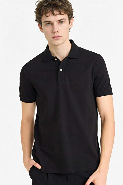 DeFacto E9504Axbk81 Black 100% Cotton Polo Shirt