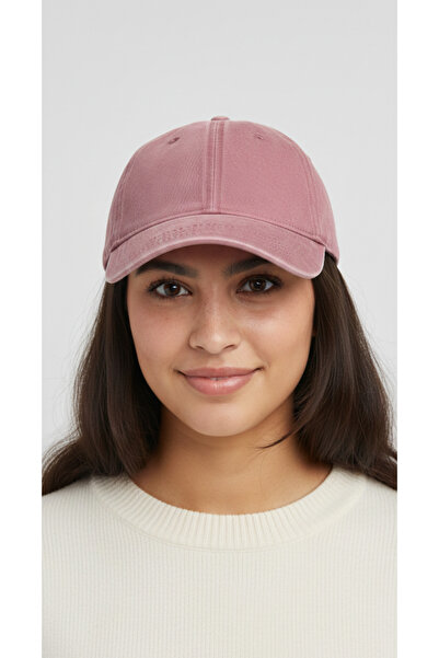Kervan Pazar Imported Flat Distressed Denim Hat New Season-Pink