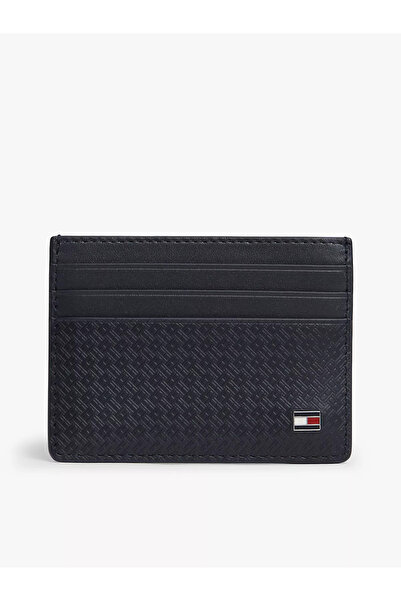 Tommy Hilfiger Men's Patterned Leather Logo Detailed Navy Blue Wallet Am0Am14...