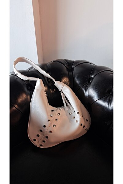 Eataly Shoes Lunessa White Half Moon Model with Silver Trok Bag