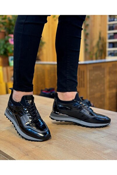 Parlak Streçli Sneakers Ayakkabı