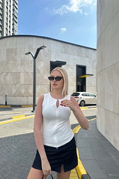 lizge giyim Hidden Zippered Crewneck Bluz