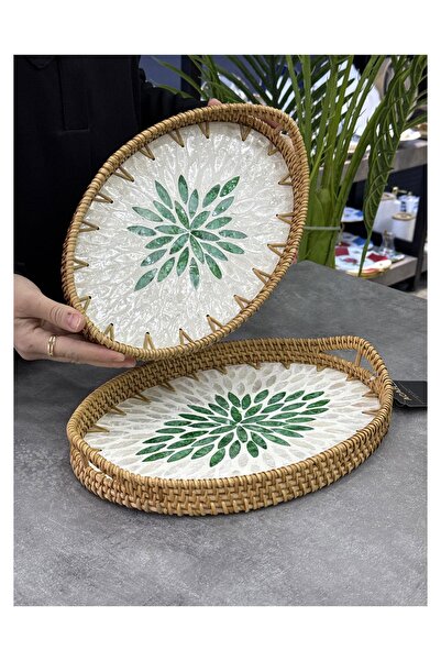 Doğudeko Bamboo 2-Piece Pearlescent Oval Tray