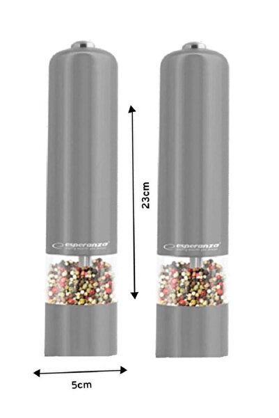 ESPERANZA Set of 2 Electric Salt and Pepper Mills Gray