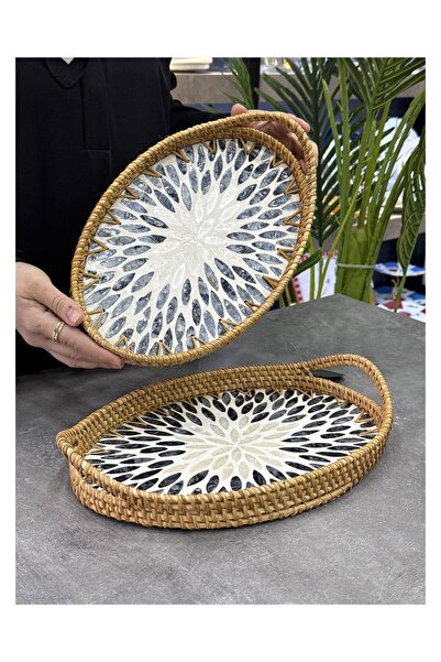 Doğudeko Bamboo 2-Piece Pearlescent Oval Tray