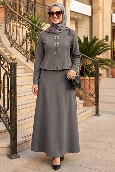 N.S NEVA STYLE Σετ Τζιν Τεσεττούρ με Λεπτομέρεια Κουμπιών και Σμάριγμα 11892FU