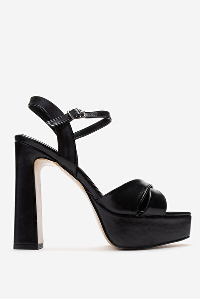 Dericlub Women's platform Heeled Shoes genuine Leather zy 4147 black