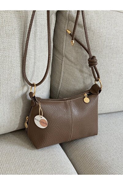 BAGLOVİS Brown Women's Shoulder Bag Adjustable Strap Pack Mini Daily Use Zipp...