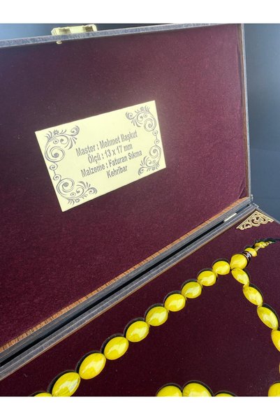 Jewel Vip Seri Usta Mehmet Başkut Signed Faturan Sıkma Amber Prayer Beads (13-17 mm)