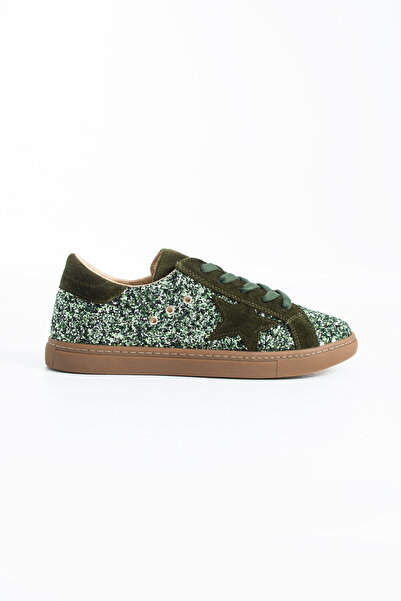 Siena Shoes Syndra Kadın Hakiki Deri Sneaker Haki Sim/Haki Süet