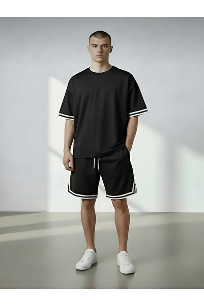 Risil-Nu Company New Season Premium Fabric Men's Black Striped Detail T-Shirt...