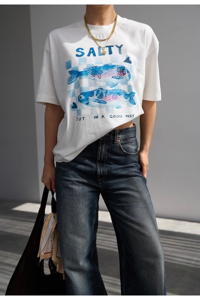 Jose Clothing Oversize Cut Short Sleeve Printed T-Shirt