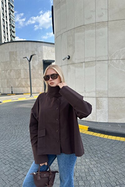 lizge giyim Stand-Up Collar Oversize Jacket